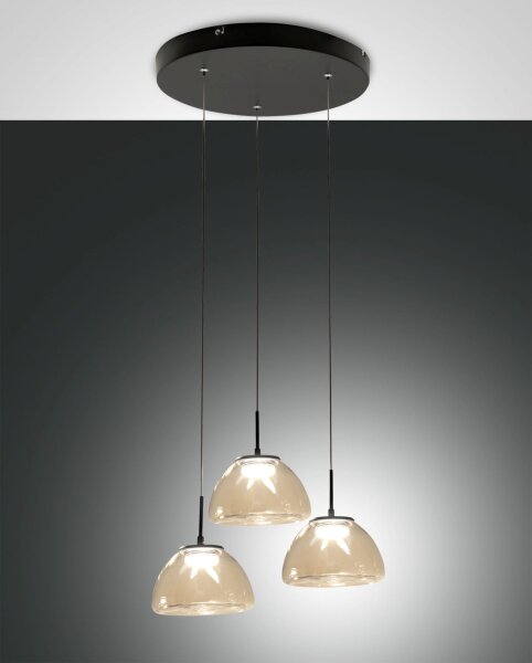 LED Pendelleuchte Cognac 2700/3000/4000K Schwarz Glas