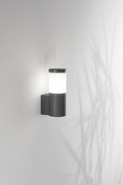 Wandleuchte Aluminium IP54 E27 Weiß B:9 cm Dunkelgrau