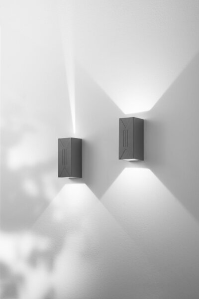 LED Wandleuchte Glas Up Down IP65 3000K Aluminium