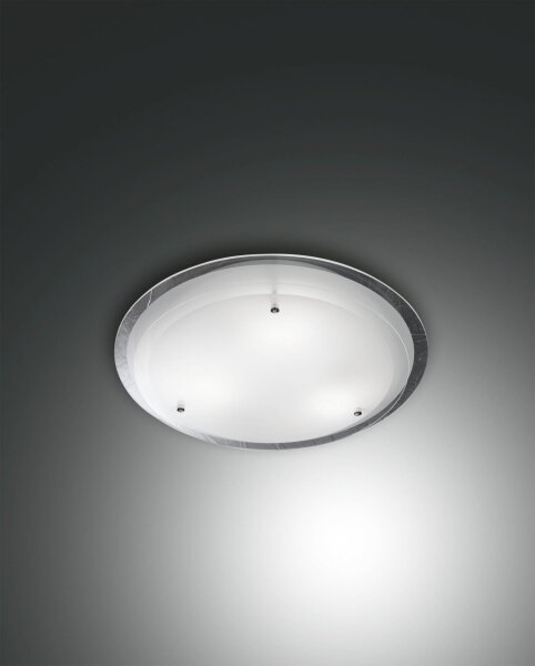 Deckenleuchte Chrom E27 Glas Weiß B:33 cm dekorativ