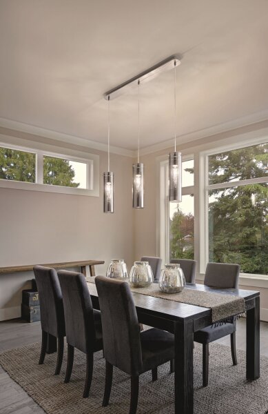 Hängelampe Nickel Rauchglas E27 L:83 cm blendarm