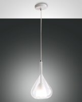 Pendelleuchte Glas Metall E27 Weiß Ø20 cm rund