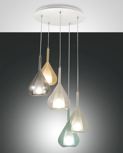 Pendelleuchte Glas Metall E27 blendarm L:50 cm rund