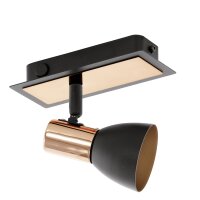 Spot lampe cuivre noir GU10 m&eacute;tal ajustable