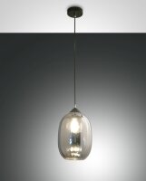 Pendelleuchte Rauchglas Schwarz E27 Ø20 cm blendarm