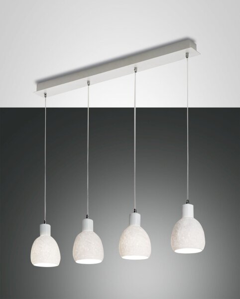 Hängelampe Keramik Metall E27 Weiß L:96 cm 4-flammig