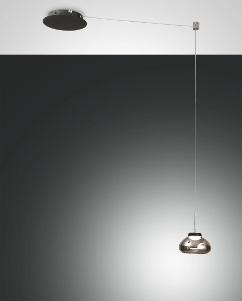 LED Pendelleuchte Rauchglas 3000K Schwarz L:350 cm