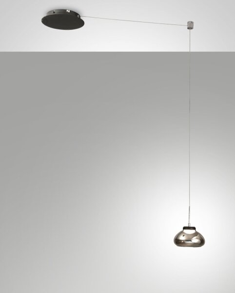 LED Hängelampe Rauchglas 3000K Schwarz L:350 cm