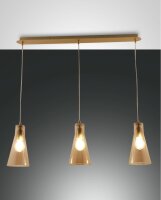 Hängelampe Bernstein E27 Glas Metall L:83 cm dimmbar
