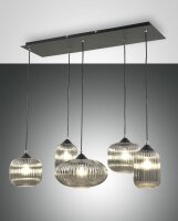 Hängelampe Rauchglas E27 Schwarz L:90 cm dekorativ