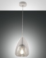 Hängelampe Glas Metall E27 Weiß Ø22 cm...