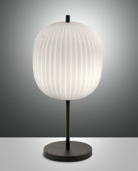 Tischleuchte Glas E27 Weiß 52 cm Schwarz blendarm