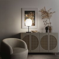 Tischleuchte Glas E27 Wei&szlig; 52 cm Schwarz blendarm