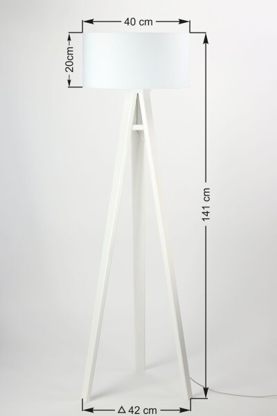Lampadaire Blanc Rose Bois 140cm Rétro Salon