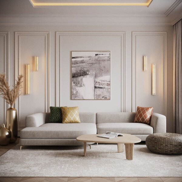 LED Wandlampe Alabaster Glas B:60 cm 3000 K indirekt
