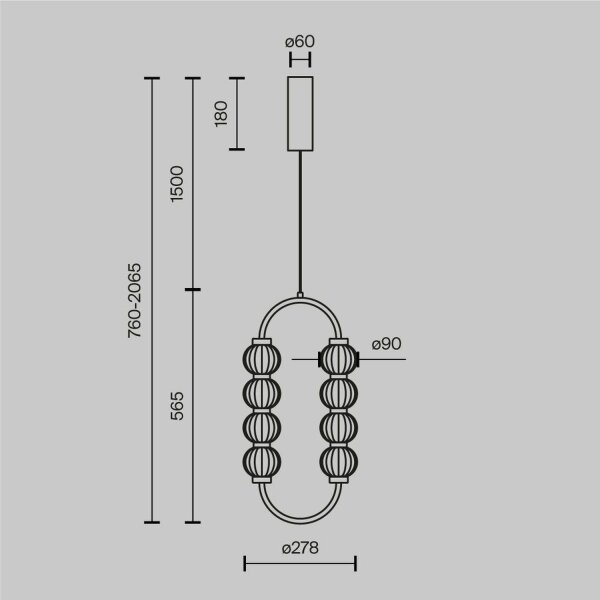 LED Hängelampe Metall Glas Gold L:27,8 cm 16 W 3000 K
