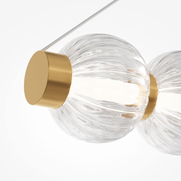 Große LED Pendelleuchte Metall Glas Gold 110 cm 3000 K
