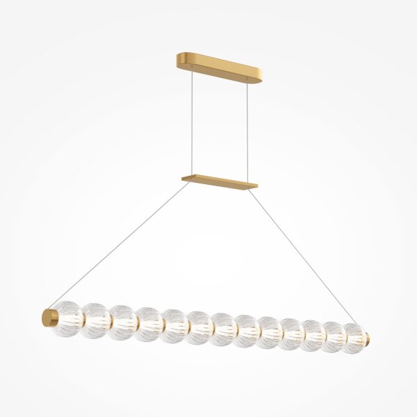 Große LED Pendelleuchte Metall Glas Gold 110 cm 3000 K
