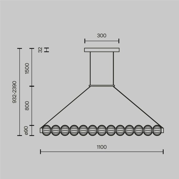Große LED Pendelleuchte Metall Glas Gold 110 cm 3000 K