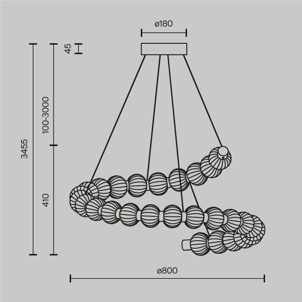 LED Hängelampe Metall Glas Gold Ø80 cm 3000 K Spirale