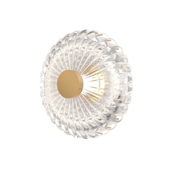 Runde LED Wandlampe Glas Metall Gold Ø18 cm 3 W 3000 K