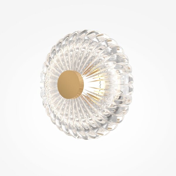 Runde LED Wandlampe Glas Metall Gold Ø18 cm 3 W 3000 K