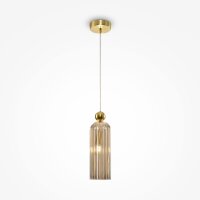 Pendelleuchte Glas Metall Cognac Gold rund Ø10 cm E14