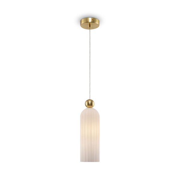 Runde Hängelampe E14 Glas Metall Weiß Gold Ø10 cm