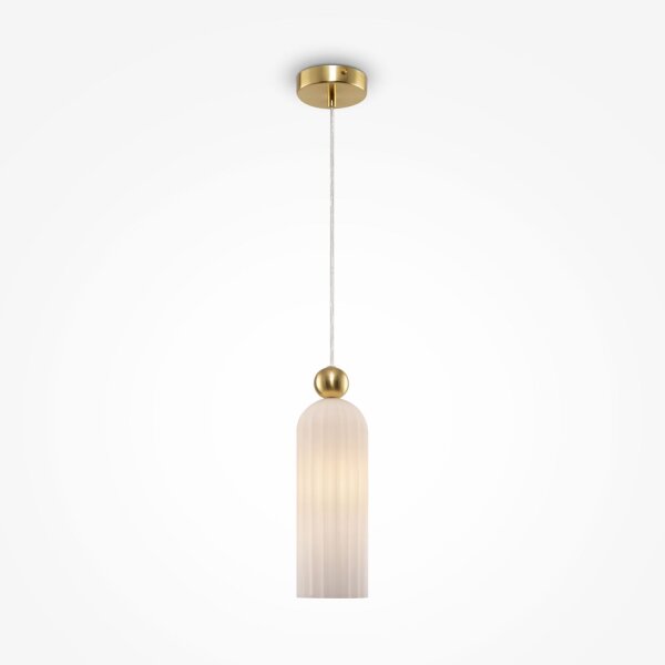 Runde Hängelampe E14 Glas Metall Weiß Gold Ø10 cm