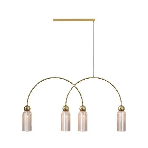 Pendelleuchte Glas Metall Cognac Gold 110 cm lang E14
