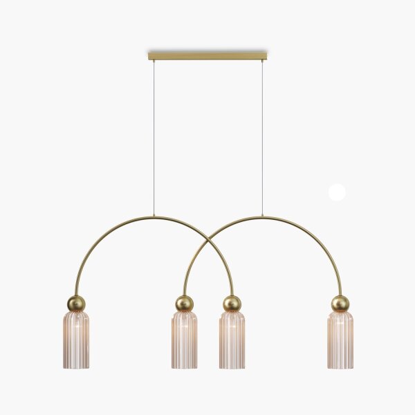 Pendelleuchte Glas Metall Cognac Gold 110 cm lang E14