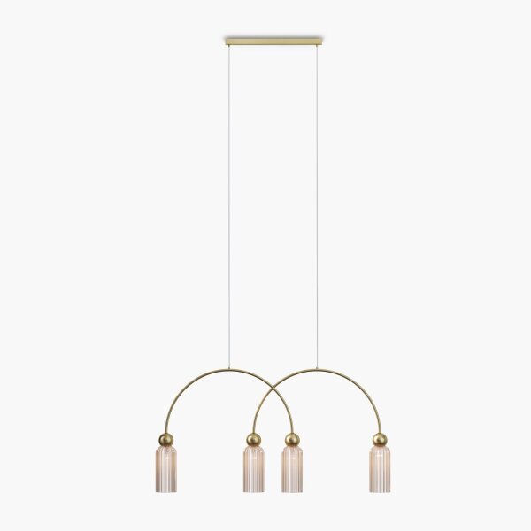 Pendelleuchte Glas Metall Cognac Gold 110 cm lang E14