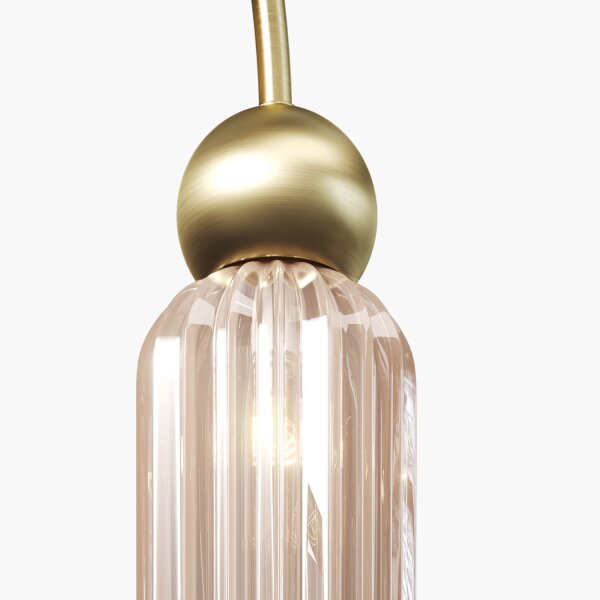 Pendelleuchte Glas Metall Cognac Gold 110 cm lang E14