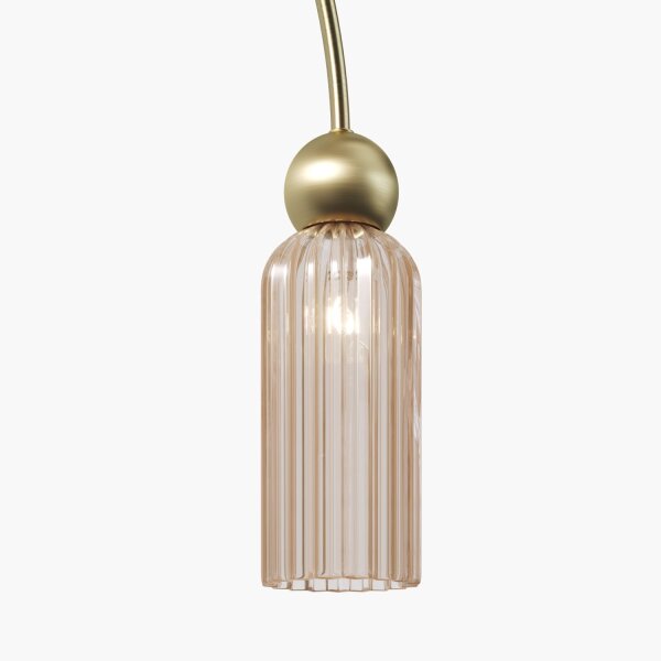 Pendelleuchte Glas Metall Cognac Gold 110 cm lang E14