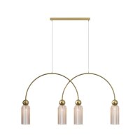 Pendelleuchte Glas Metall Cognac Gold 110 cm lang E14