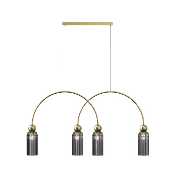 Hängelampe Glas Metall Grau Gold 110 cm lang E14 Modern