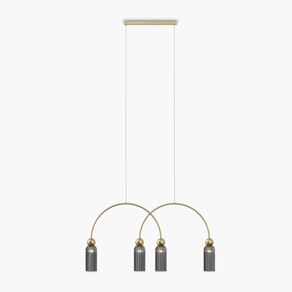 Hängelampe Glas Metall Grau Gold 110 cm lang E14 Modern