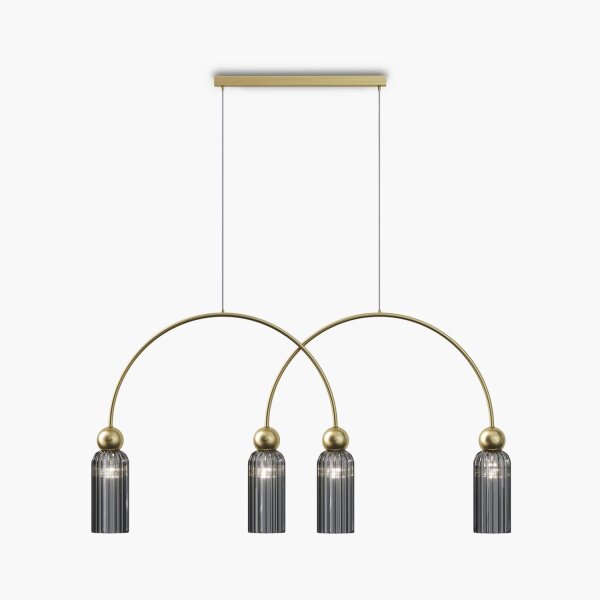 Hängelampe Glas Metall Grau Gold 110 cm lang E14 Modern