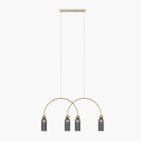 Hängelampe Glas Metall Grau Gold 110 cm lang E14 Modern