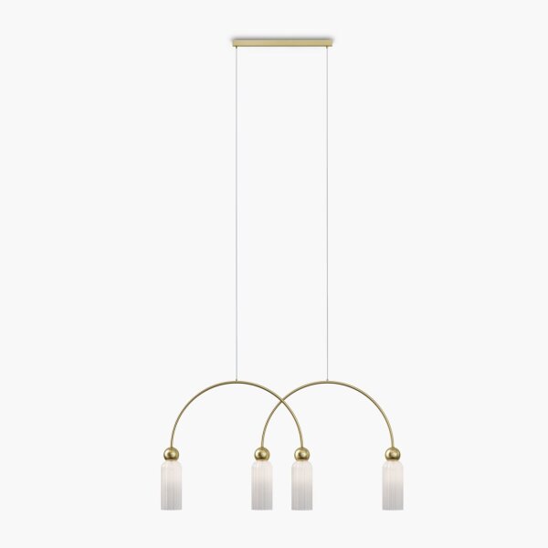 Hängelampe Glas Weiß Gold 110 cm 4-flammig E14 blendarm