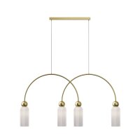 Hängelampe Glas Weiß Gold 110 cm 4-flammig E14...