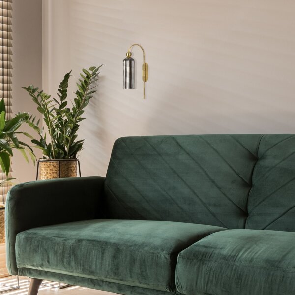 Wandleuchte Modern Glas Grau Gold B:10 cm E14 blendarm