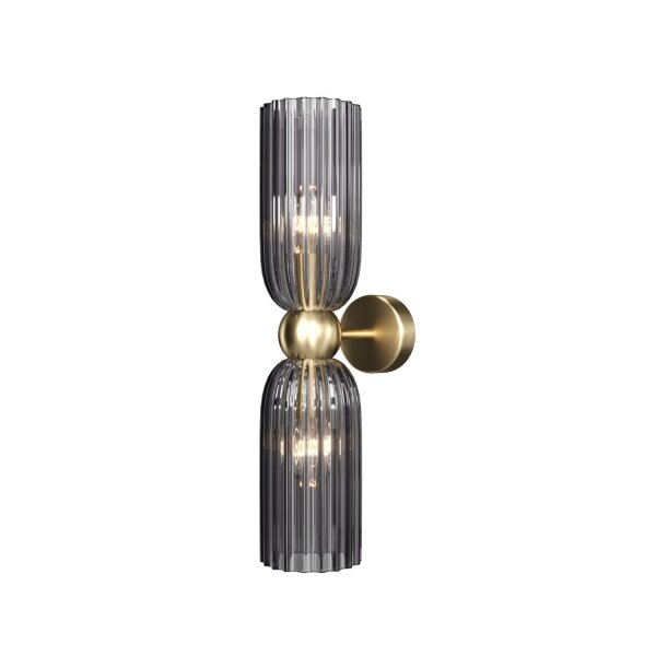 Up Down Wandlampe Gold Grau B:10 cm E14 2-flammig