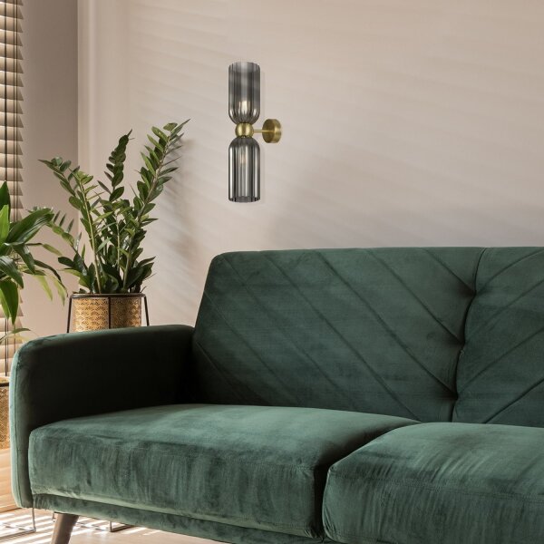 Up Down Wandlampe Gold Grau B:10 cm E14 2-flammig