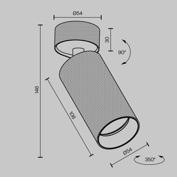 Flexibler Deckenspot Aluminium Schwarz GU10 B:5,4 cm