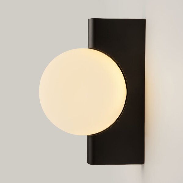 Wandlampe Glas Metall Schwarz H:30 cm G9 Kugel Modern