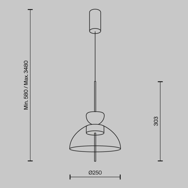 Runde LED Pendelleuchte Rauchglas Ø25 cm 12 W Up Down
