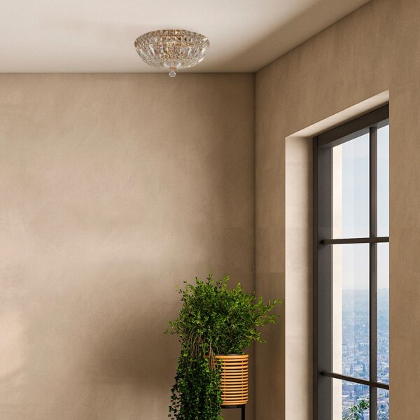Runde Deckenlampe Glas Metall Gold Ø30 cm E14 3-flammig