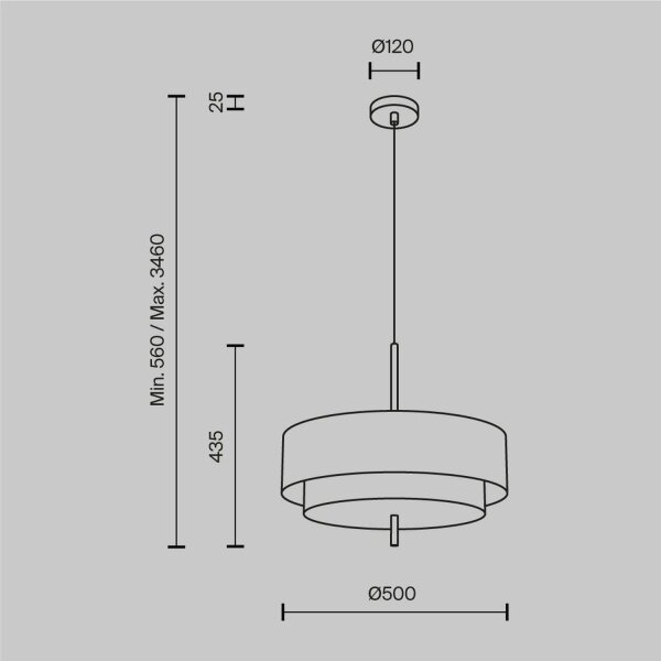Runde Hängelampe Stoff Grau Weiß Ø50 cm E27 5-flammig