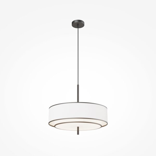 Runde Hängelampe Stoff Weiß Schwarz Ø50 cm E27 5-flmg
